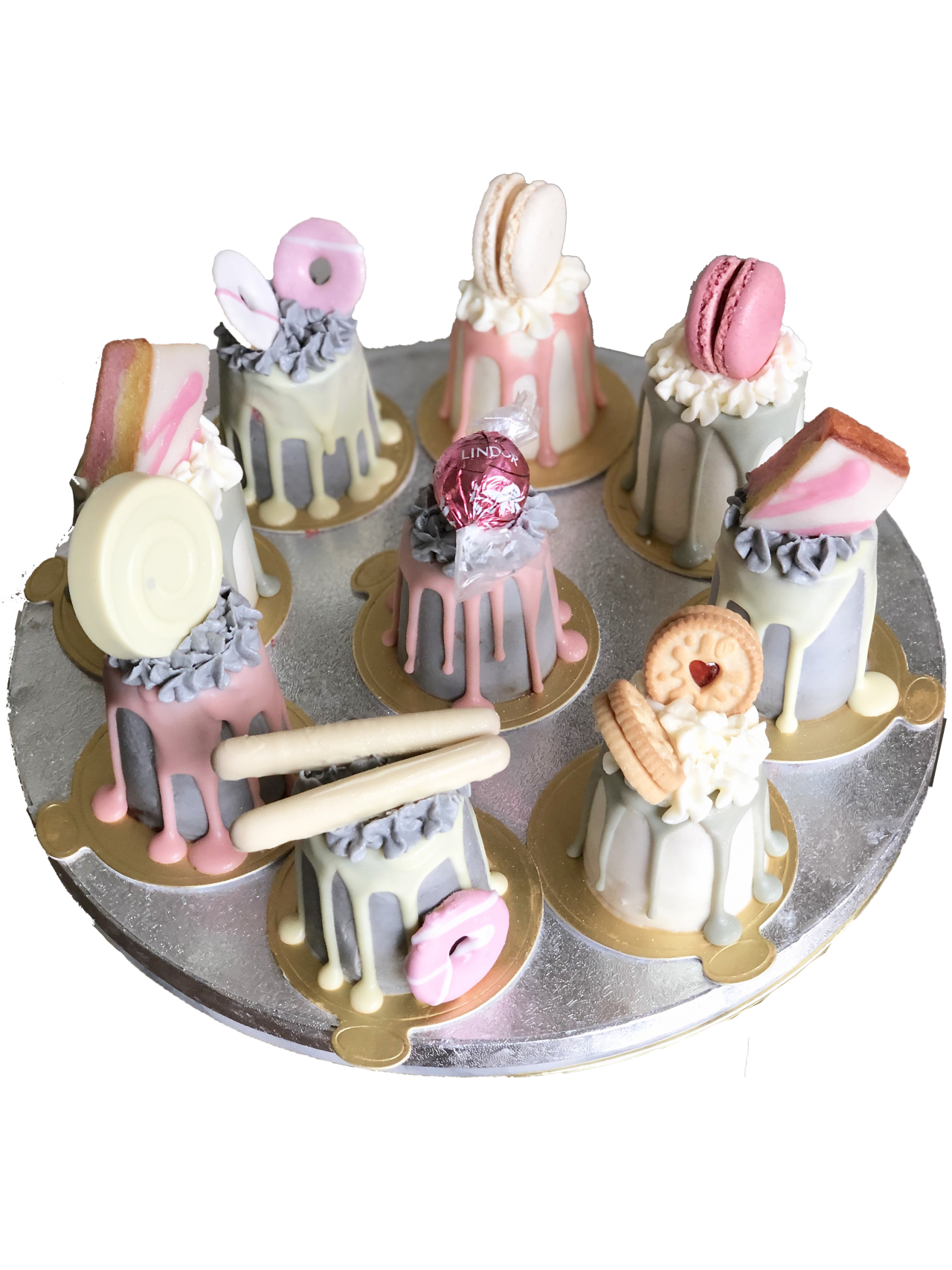 Grey & Pink Baby Drips cakes